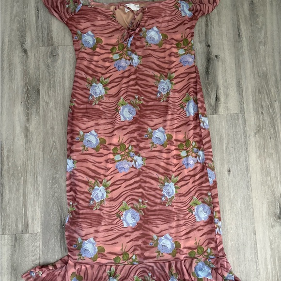 ASOS Pink and Blue Floral Midi Dress - Picture 2 of 8